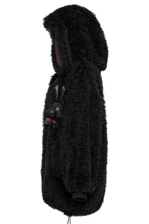 Deadly Bunny Plush Coat Black - Punk Rave