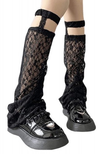 Lace Garter Legwarmers - Black