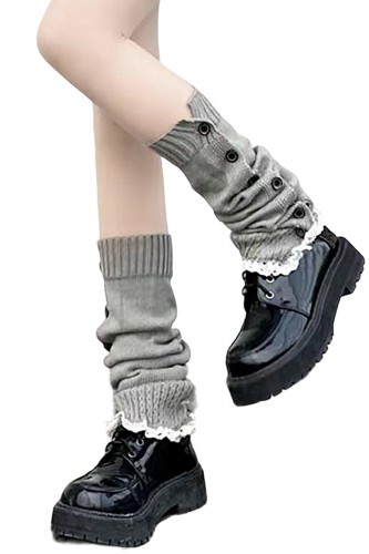 Buttoned Leg Warmer - Grey