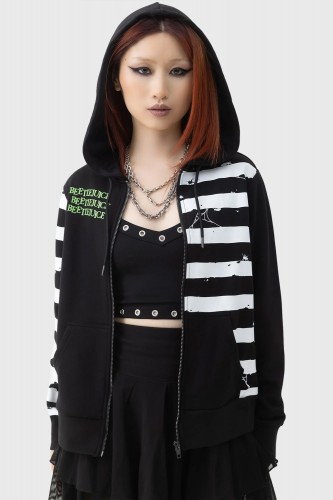 Distressed Stripe Hoodie -...