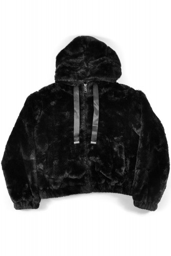 Faux fur Hoodie Jacket Black