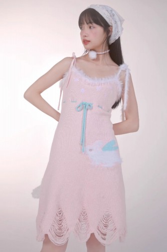 Snow Bunny Pink Knit Dress...