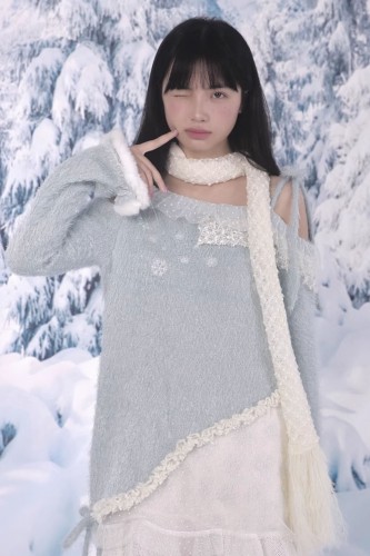 Snowflake Blue Knit Sweater...