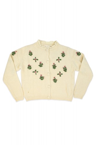 Flowers Knit Cardigan - Beige