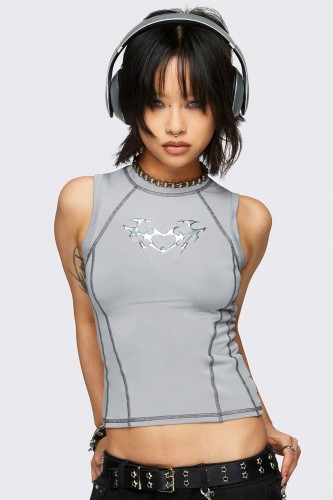 Heartbeat Grey Tank Top -...