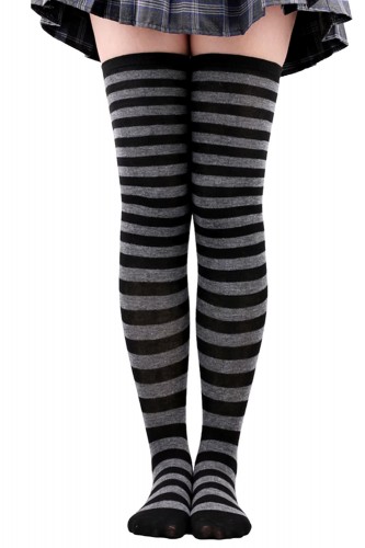 Striped Long Socks - Black...