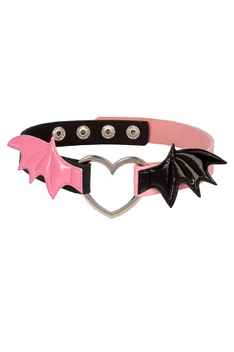 Bat Heart Choker - Black x...