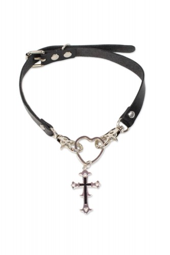 Cross Heart Choker - Black