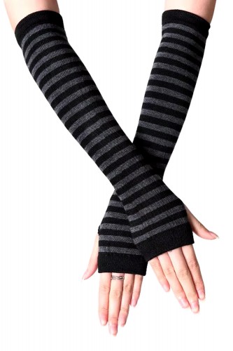 Striped Arm Warmers - Black...