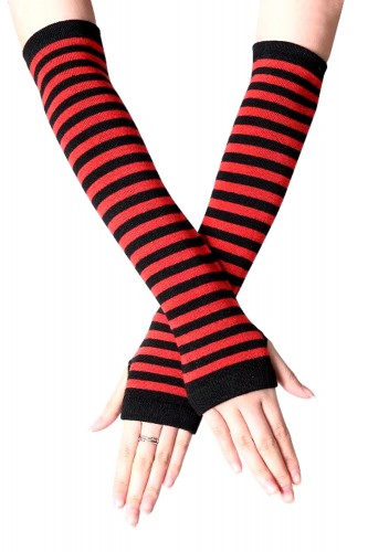 Striped Arm Warmers - Black...