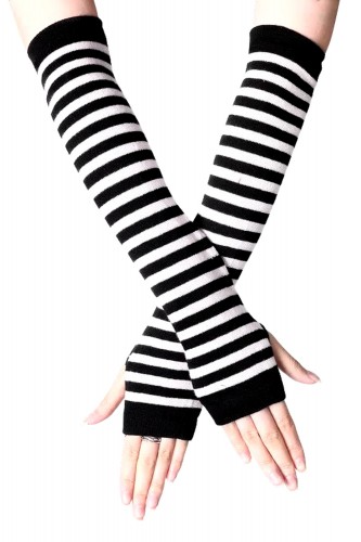 Striped Knit Arm Warmers -...