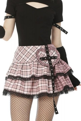 Idol Pink Tartan Skirt -...