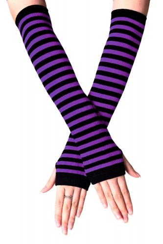 Striped Knit Arm Warmers -...