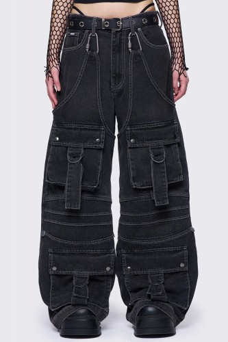 Jet Black Cargo Denim Pants...